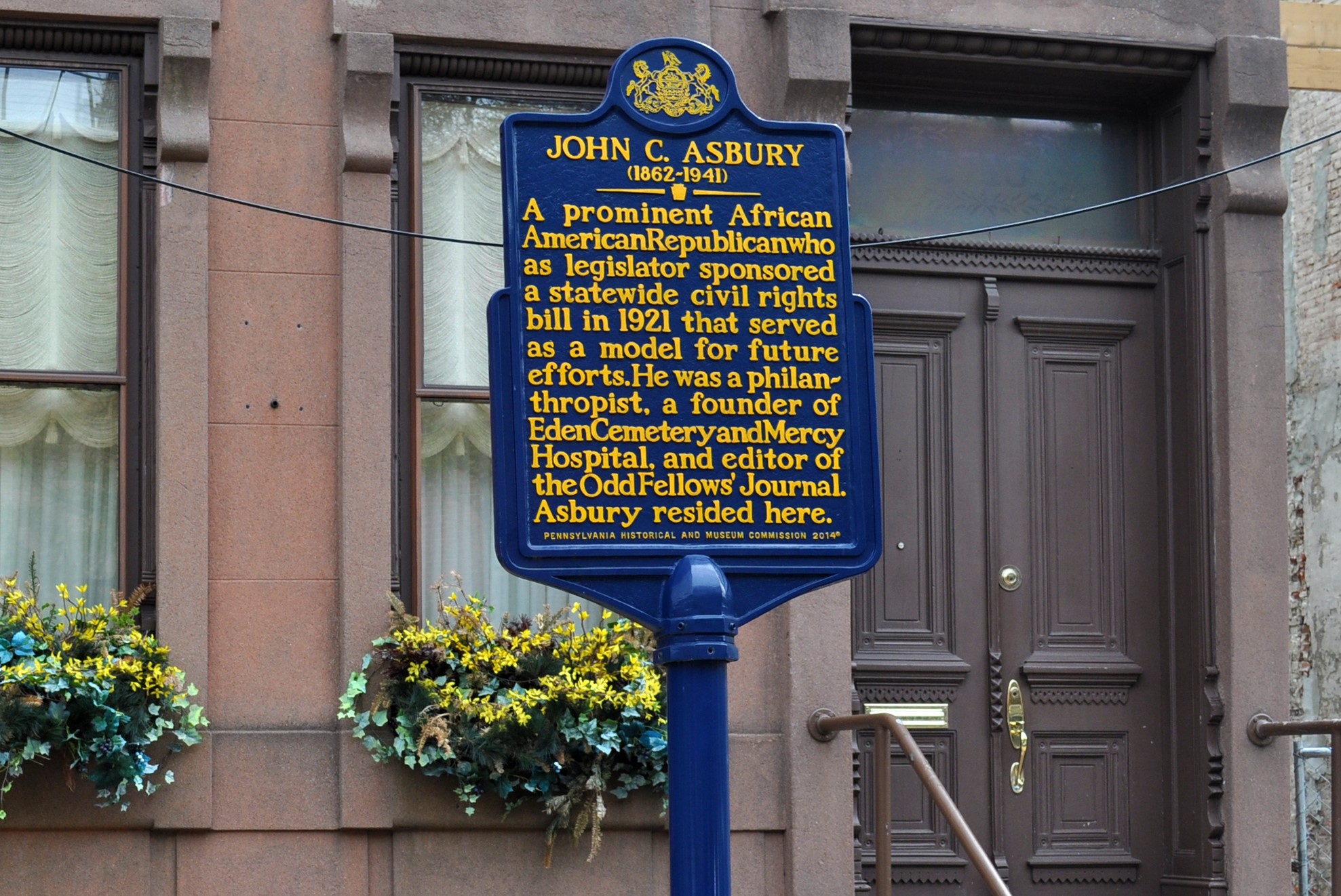 John C Asbury Historical Marker 1710 Christian St Philadelphia PA